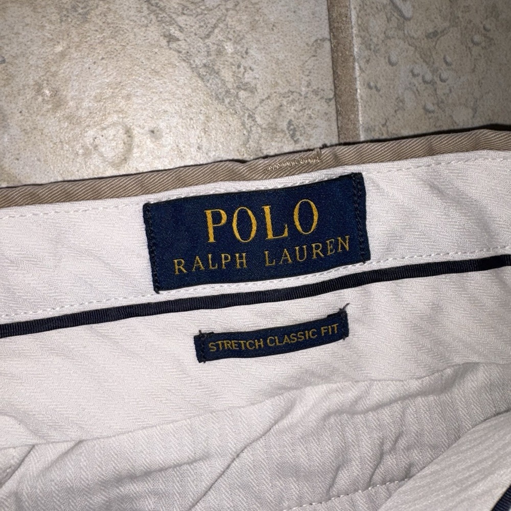 Polo Ralph Lauren Pants Mens 38x32 Khaki Beige Chino Stretch Classic Fit Cotton - Picture 3 of 7